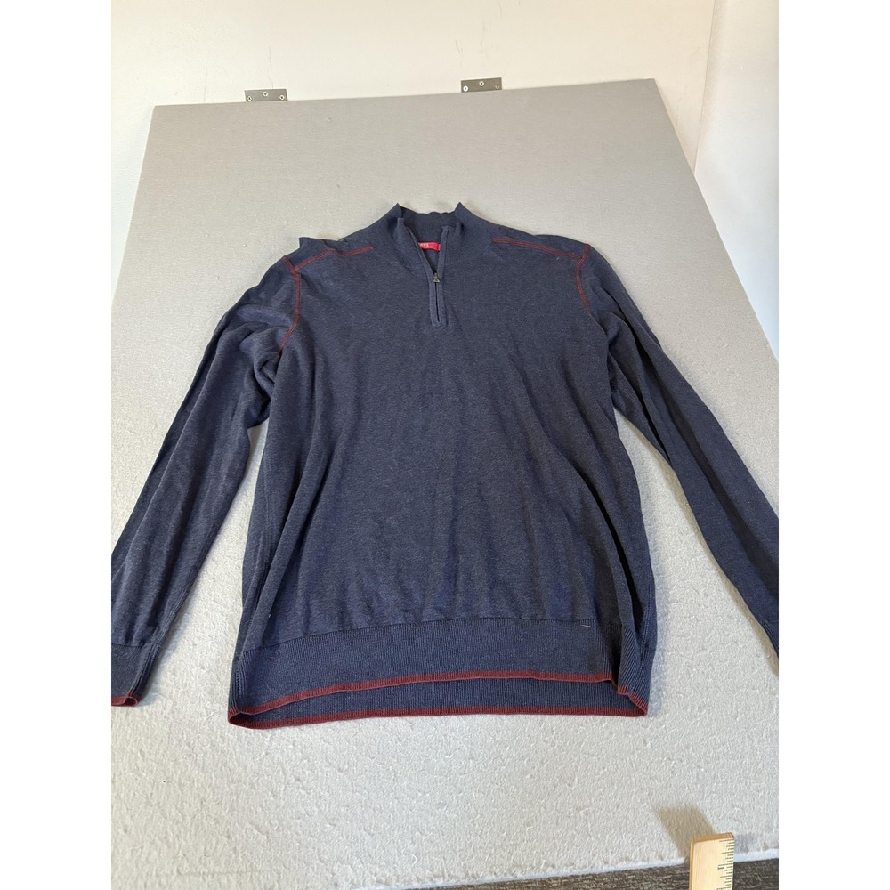 Agave Sweater Mens Large Blue San Diego Quarter‎ Zip Cotton Pullover Mock Neck